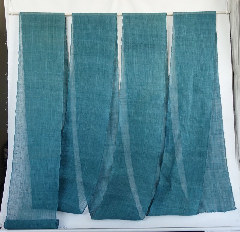 Japanese Antique Textile Asa Hemp Kaya Cloth Vegetable Indigo Dye