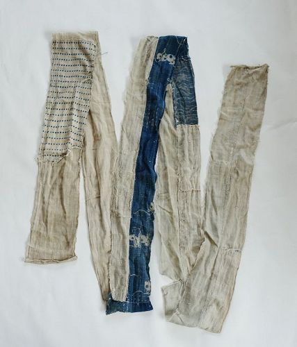 Japanese Antique Textile Boro Obi Lining Hand-spun Cotton