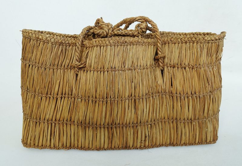 Japanese Vintage Folk Craft Mingei Bag Made of Weed