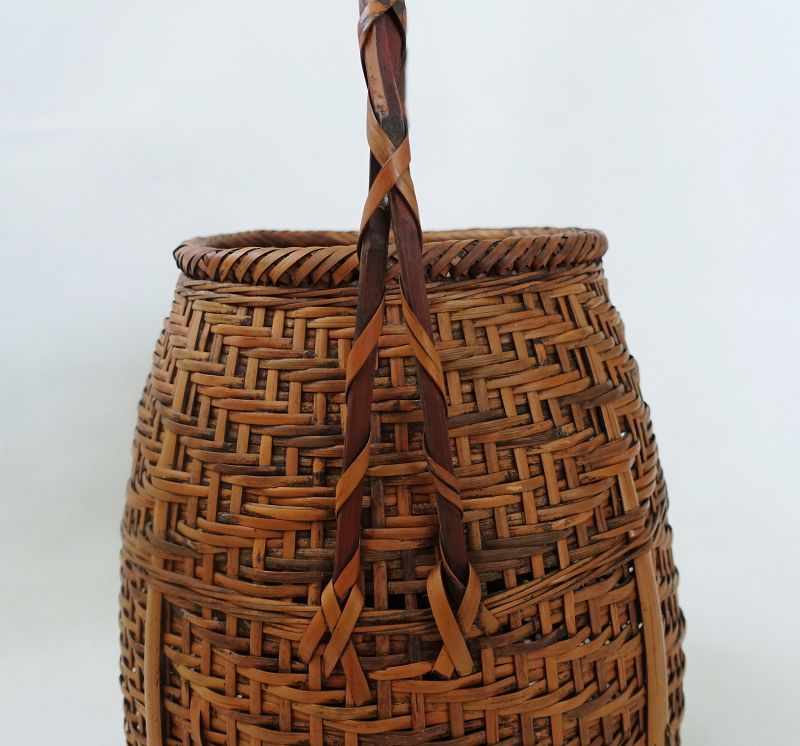 Japanese Vintage Bamboo Flower Basket with Otoshi Water Container