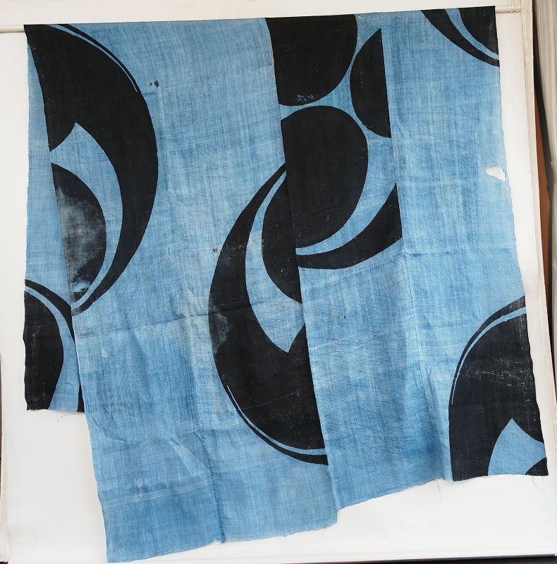 Japanese Antique Textile Large Asa Cloth Recycled Shroud Maku