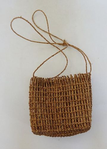 Japanese Vintage Folk Craft Handmade Bag Made of Weed