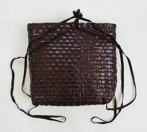 Japanese Vintage Mingei Backpack Basket Made of Mountain Cherry Bark