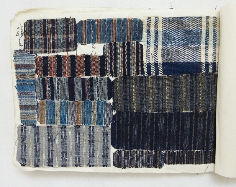 Japanese Antique Textile Shima-Cho Sample Book of Cotton Stripes