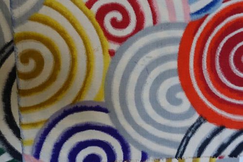 Japanese Vintage Textile 4 pieces of Meisen Cloth with Spiral Pattern