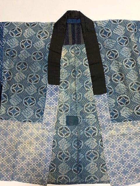 Japanese Antique Textile Han-Juban Cotton Indigo Katazome