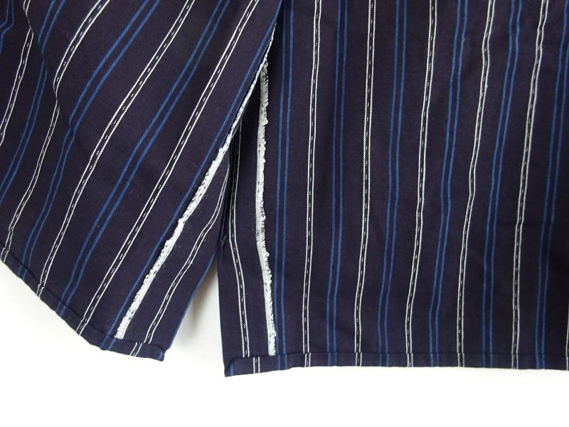 Japanese Vintage Textile Cotton Indigo Woman's Hanten with Stripes
