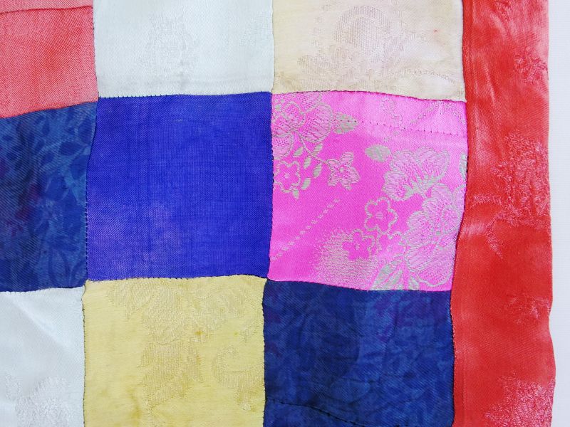 Korean Vintage Textile Pojagi Made of figured Silk Fragments
