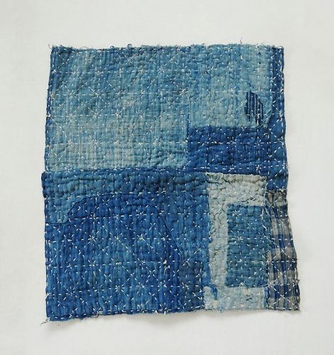 Japanese Vintage Textile Boro Small Rug Made of Recycled Fragments