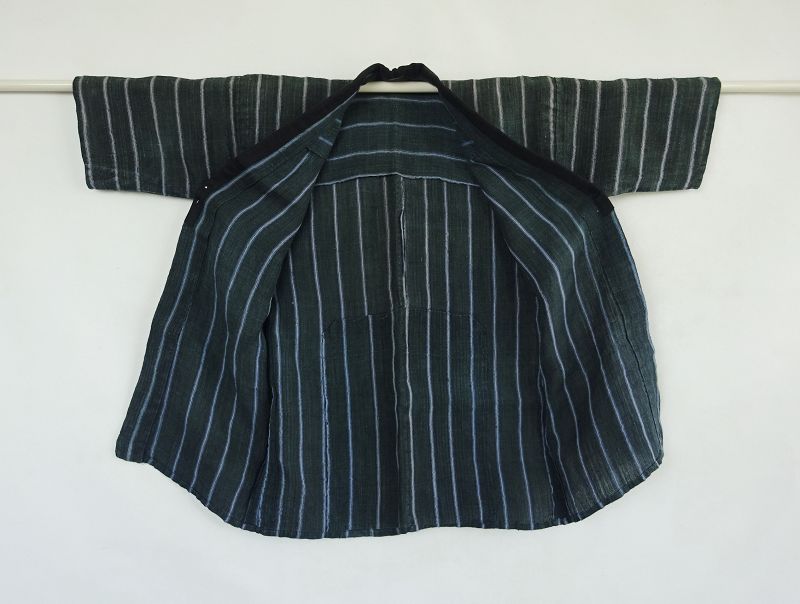 Japanese Vintage Textile Asa Noragi with Stripes Hanten
