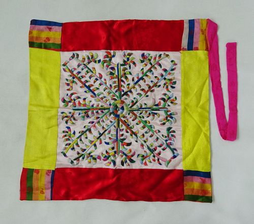 Korean vintage Textile Silk Pojagi Wrapping Cloth with Embroidery