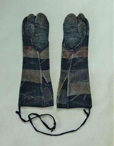 Japanese Antique Textile Cotton Fireman's Gloves with Sashiko