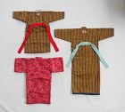 Japanese Antique Textile Three Baby's Kimono with Charm