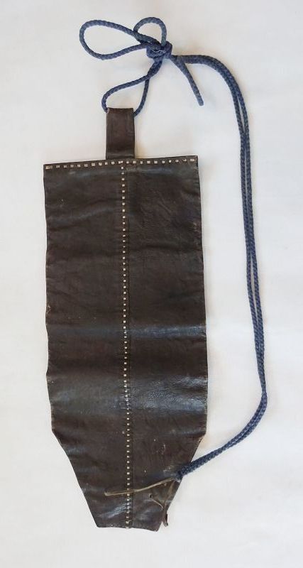 Japanese Antique Folk Craft Money Bag Made of Deer Skin