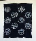 Japanese Antique Textile Tsutsugaki Futonji with Auspicious Motifs