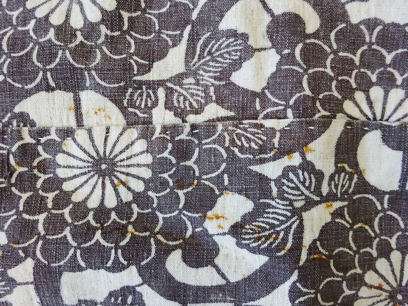 Japanese Vintage Textile Cotton Futonji Katazome and Checks
