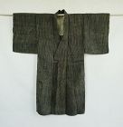 Japanese Vintage Textile Tsushima-Asa Kimono Hemp Indigo