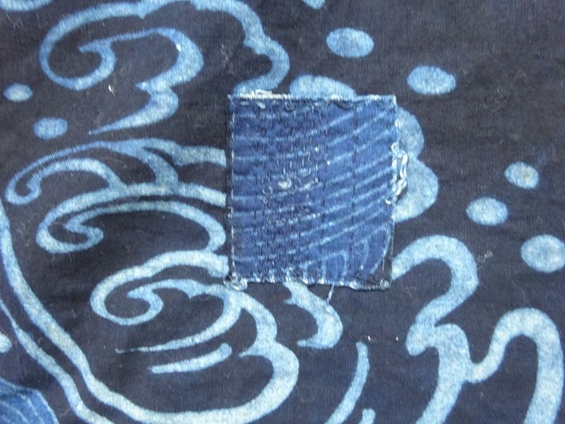 Japanese Antique Textile Tsutsugaki Futonji with Auspicious Motifs