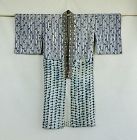 Japanese Vintage Textile Cotton Juban Made of Recycled Shibori Cloth