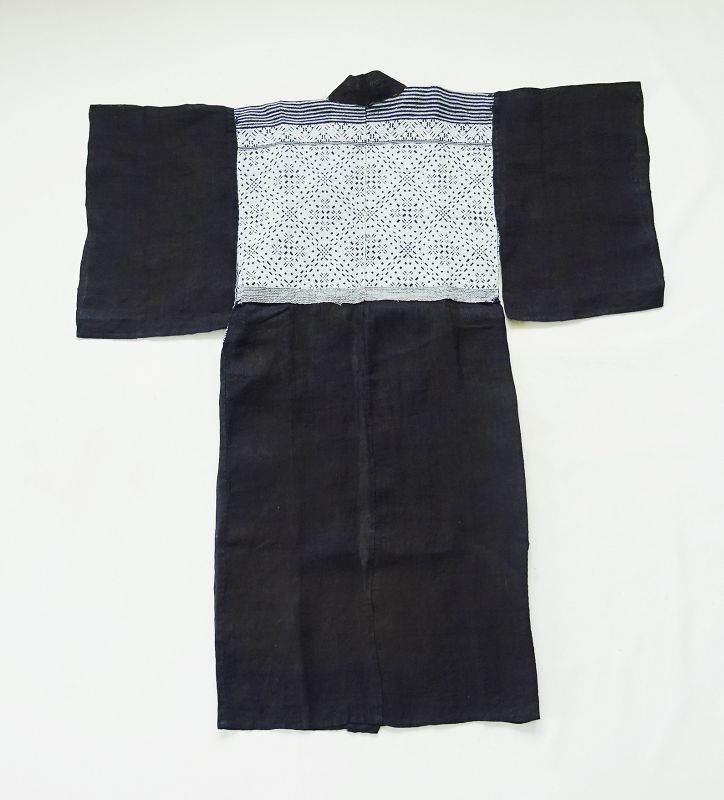 Japanese Antique Textile Tsugaru Kogin Kimono Indigo Dye Hemp