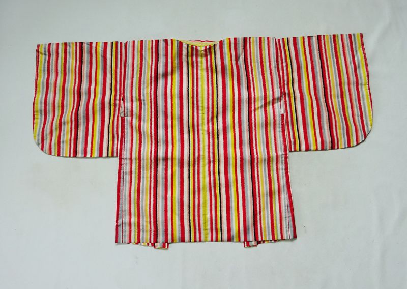 Japanese Vintage Textile Meisen Haori Colorful Stripes