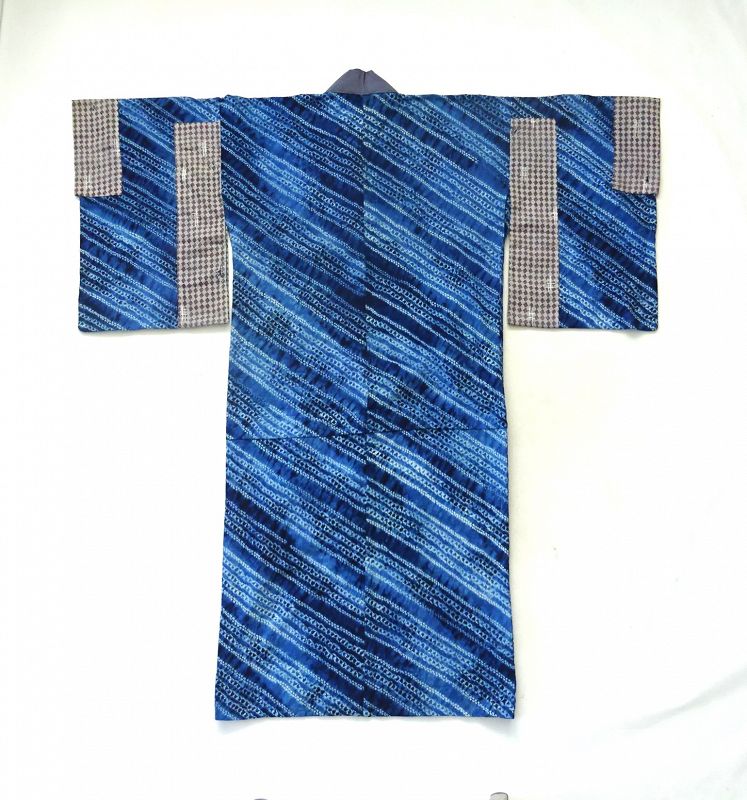 Japanese Vintage Textile Coton Juban Under Kimono Shibori Pattern