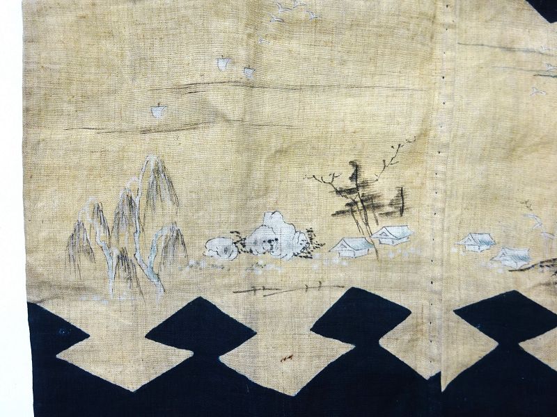 Japanese Antique Textile Asa Katsugi Worn Over the Head Down