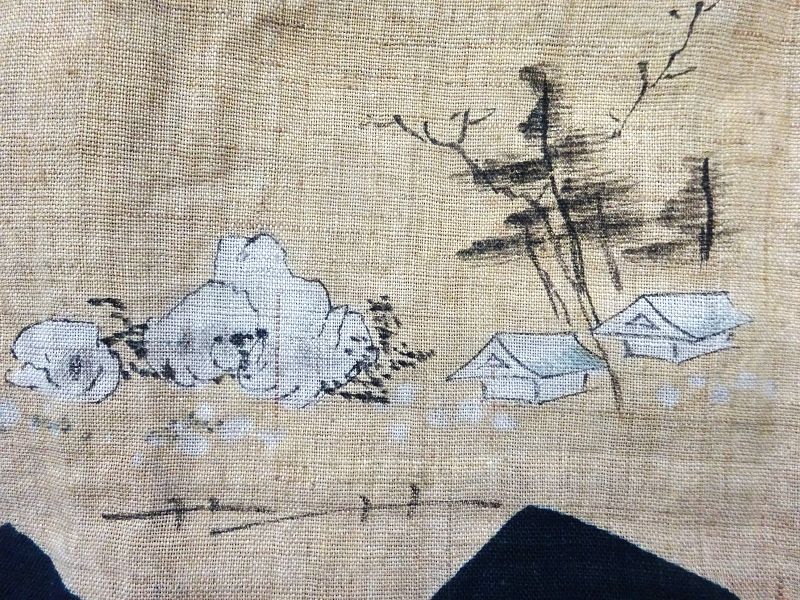 Japanese Antique Textile Asa Katsugi Worn Over the Head Down