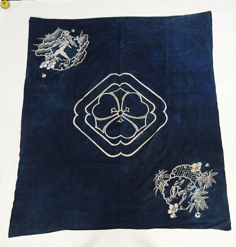 Japanese Antique Textile Cotton Furoshiki with Tstsugaki