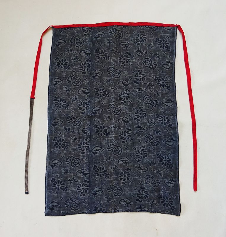 Japanese Antique Textile Maekake Apron Made of Omi Jofu