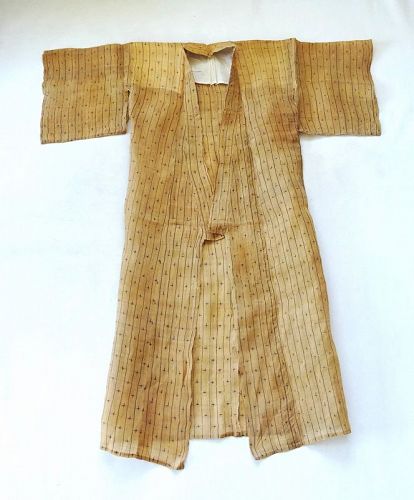 Japanese Vintage Textile Bashofu Kimono with Kasuri Bast Fiber