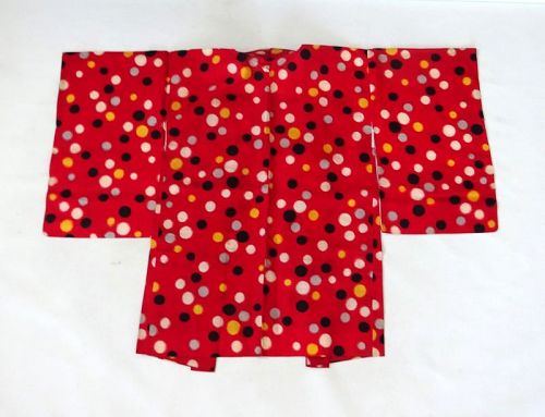 Japanese Vintage Textile Silk Meisen Haori Dots Pattern.