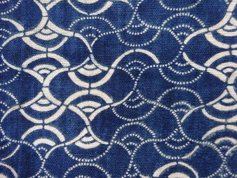 Japanese Antique Textile Cotton Han-Juban with Katazome Indigo Dye