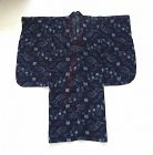 Japanese Antique Textile Girl's Hemp Ohmi-Jofu Kimono with kasuri