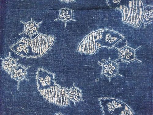 Japanese Antique Textile Cotton Katazome Narumi-Kongata Indigo Dye