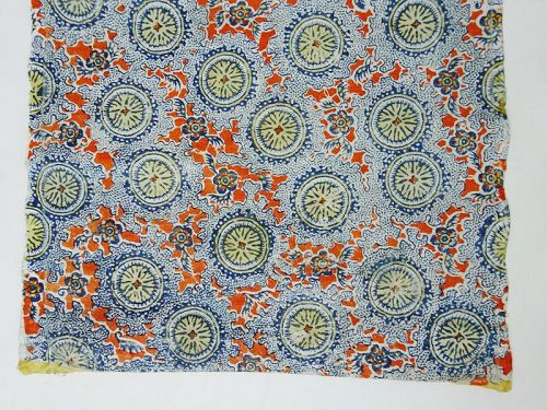 Japaee Antique Textile Cotton Katazome Wa-Sarasa Meiji Period