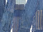 Japanese Antique Textile Boro Long Belt Made of Cotton Fragments