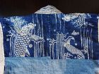 Japanese Antique Textile Cotton Kimono with Suji-Shibori Indigo