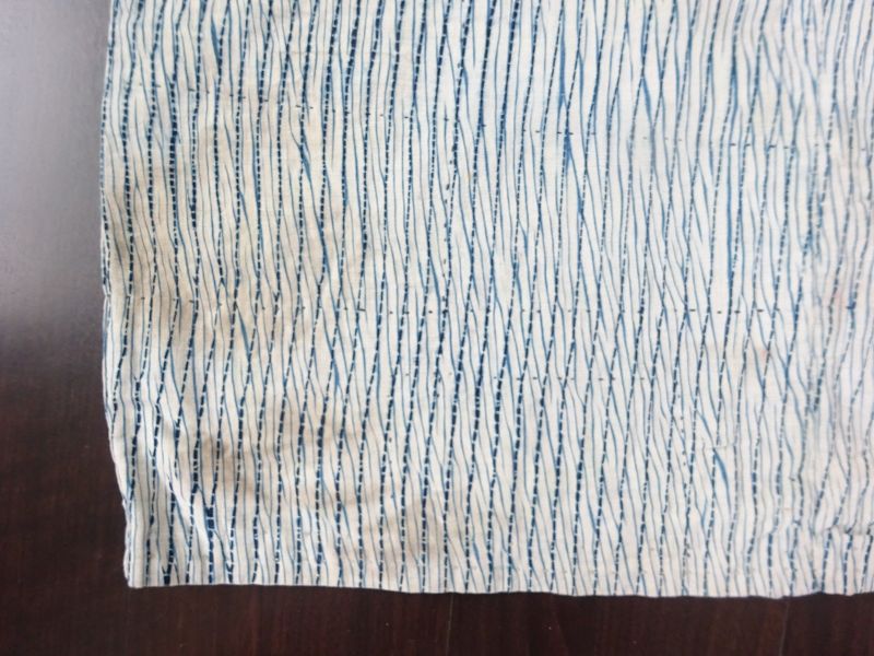 Japanese Antique Textile Cotton Kimono with Suji-Shibori Indigo