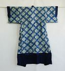 Japanese Antique Textile Cotton Kimoo with Itajime Shibori Lining