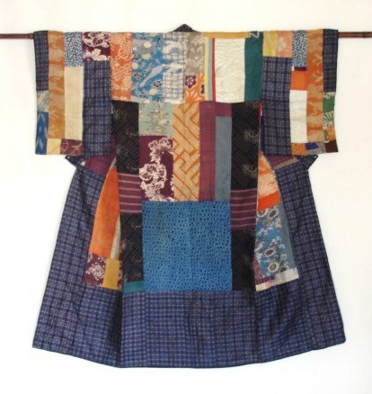 Japanese Antique Textile Silk Hagi-isho Long Juban