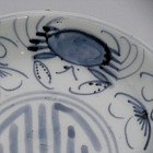 Chinese Blue and White Porcelain Crab Plate, Marked