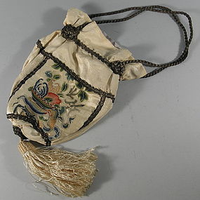 Chinese Silk Wedding Purse with Forbidden Stitch