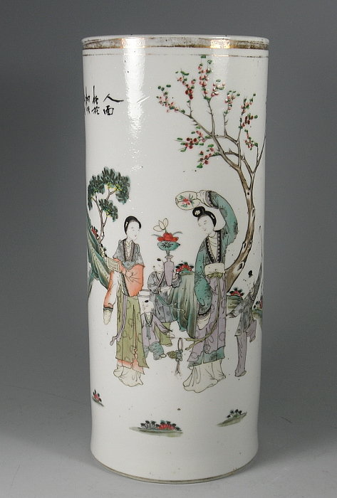 Two Chinese Famille Rose Porcelain Hat Stand Vases
