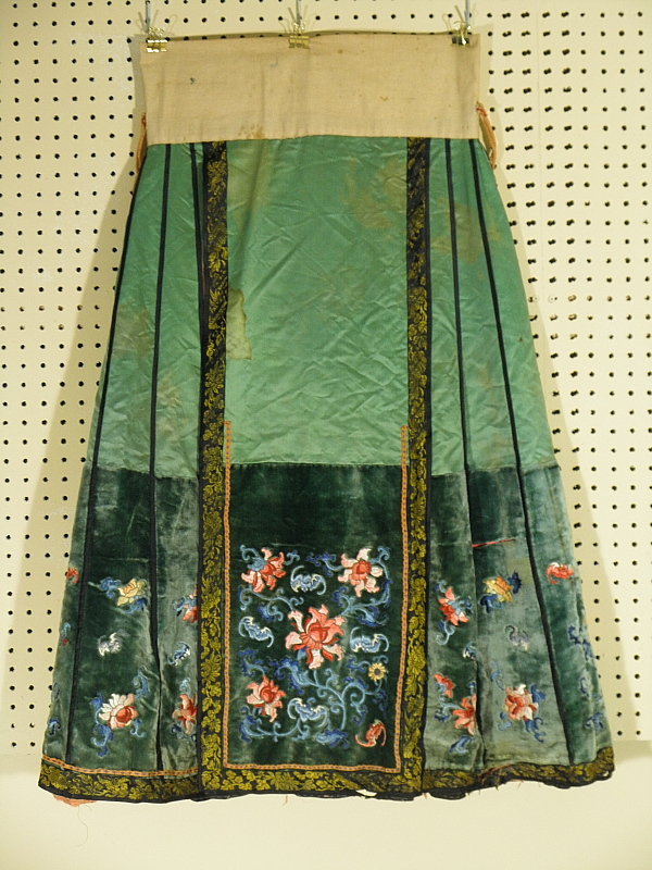 Chinese Silk and Velvet Skirt Embroidered, Qing