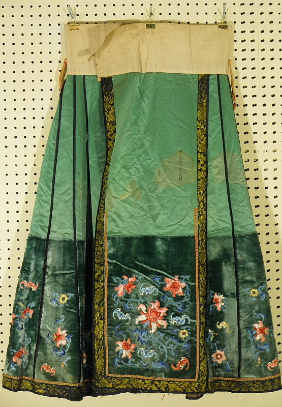 Chinese Silk and Velvet Skirt Embroidered, Qing