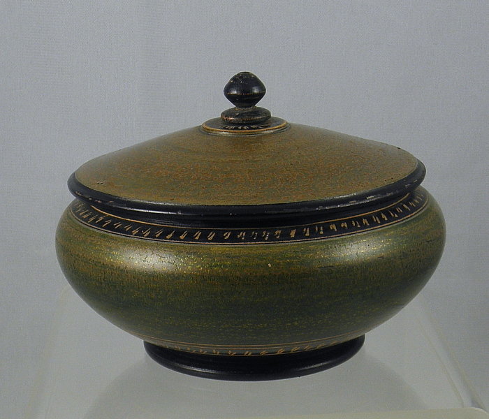 Lacquer over Wood Round Kashmir Box, Circa 1940