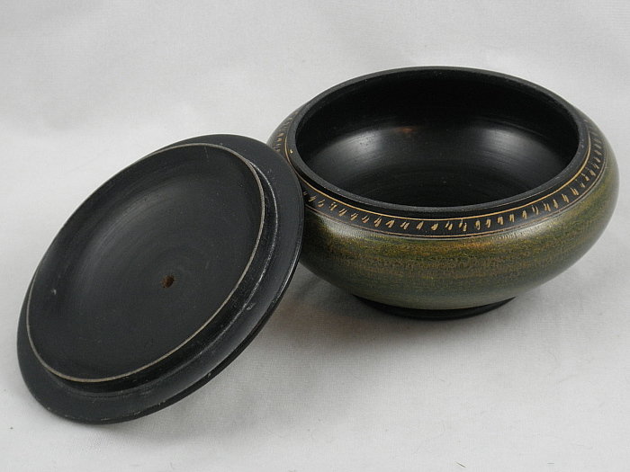 Lacquer over Wood Round Kashmir Box, Circa 1940