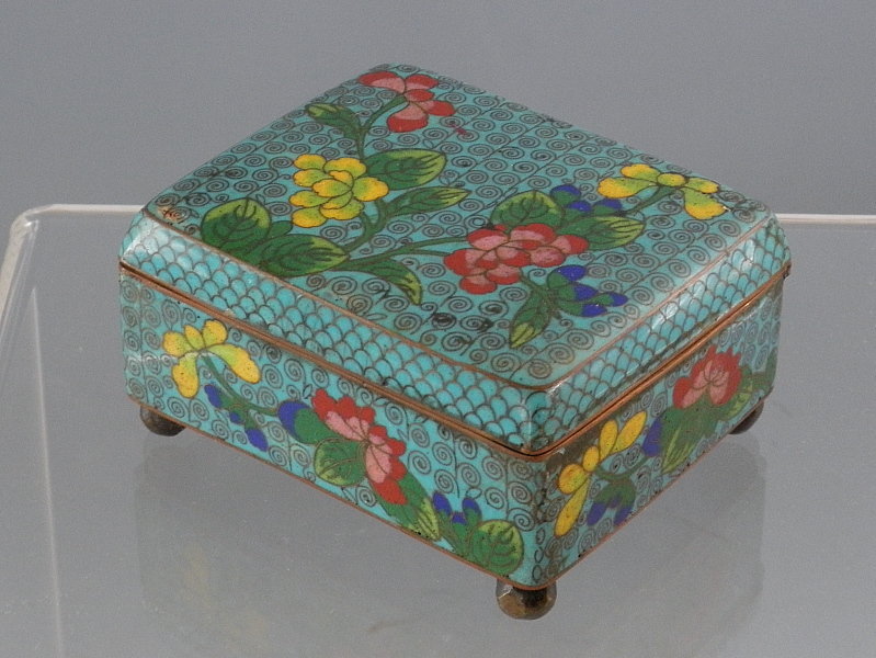 Antique Turquoise Chinese Cloisonne Box, Circa 1900