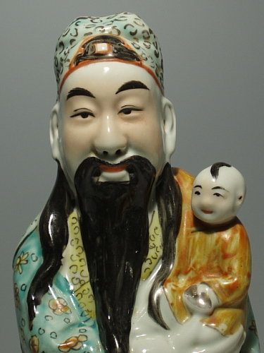Daoist Star God Lu Xing Porcelain Statue, Qing, Marked